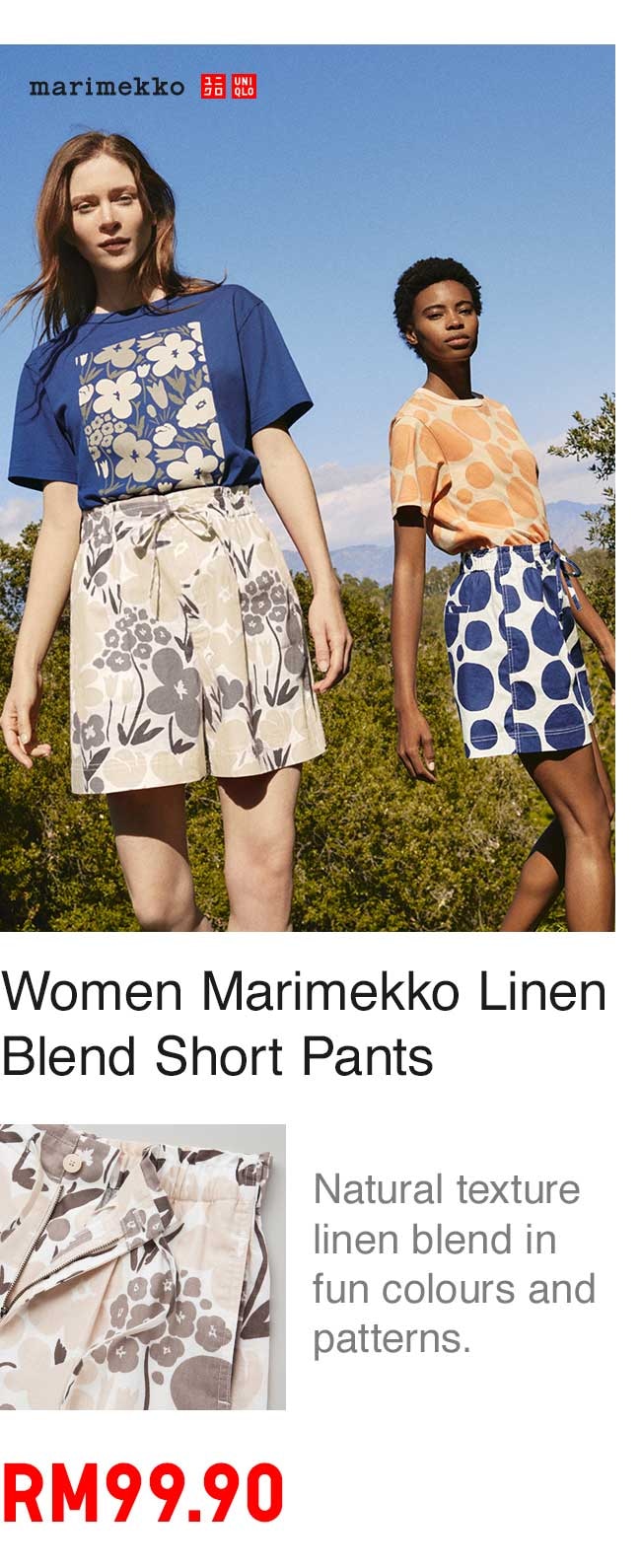 WOMEN MARIMEKKO LINEN BLEND SHORT PANTS