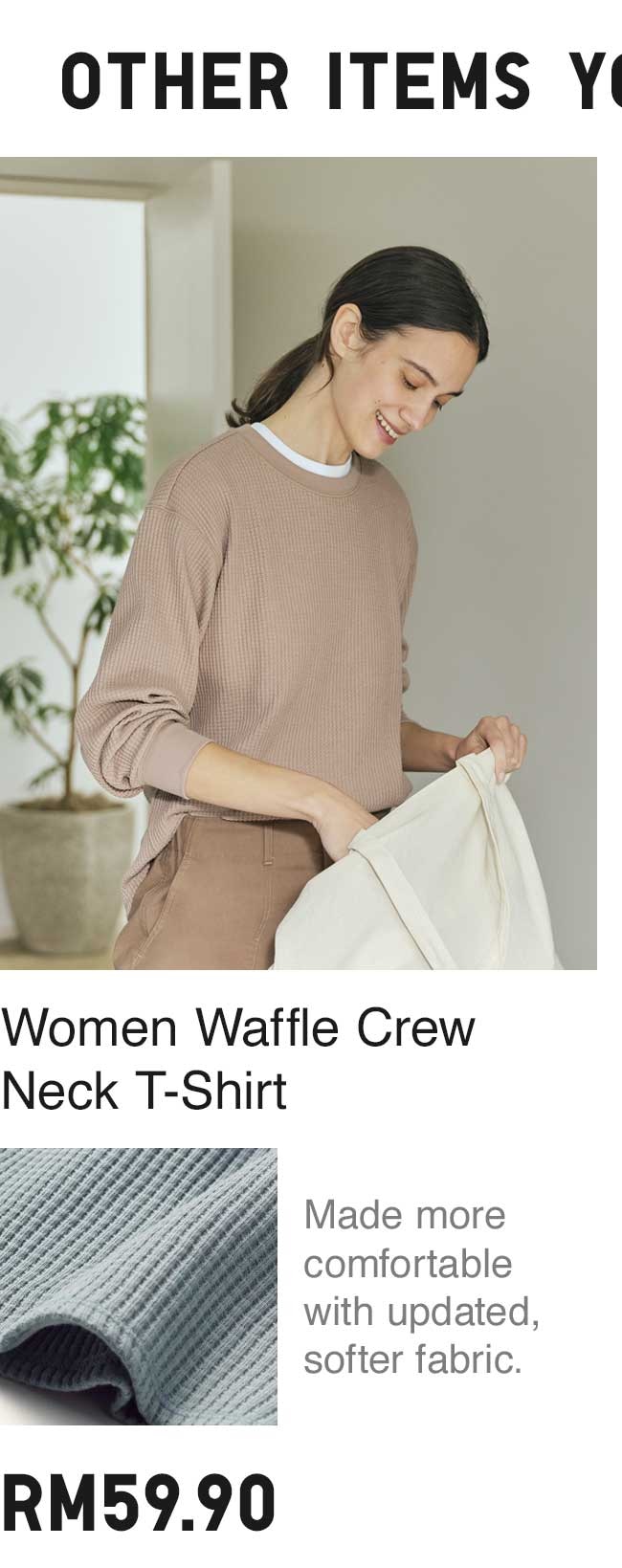 Women Waffle Crew Neck T-Shirt