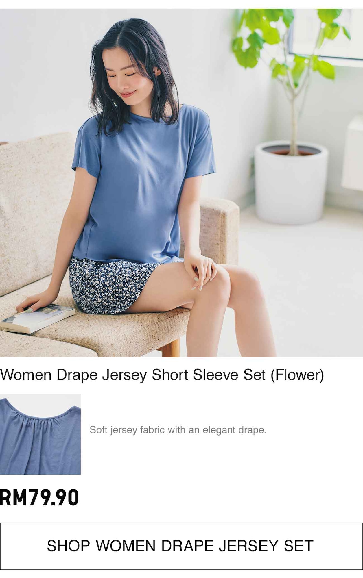 WOMEN DRAPE JERSEY SET