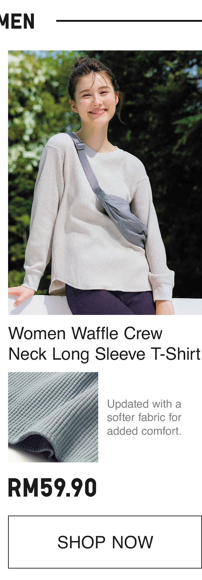 WOMEN WAFFLE CREW NECK T-SHIRT