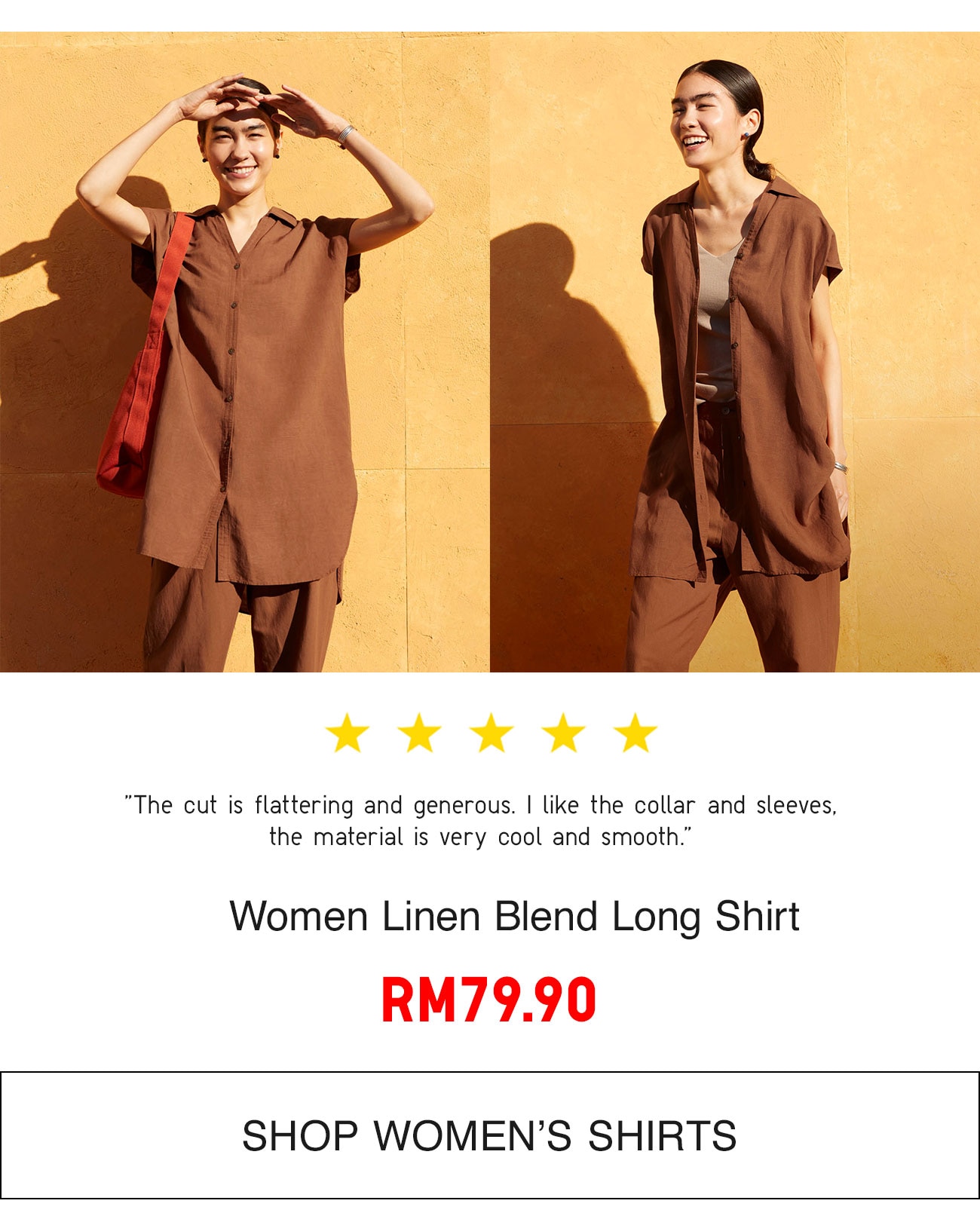 WOMEN LINEN BLEND LONG SHIRT