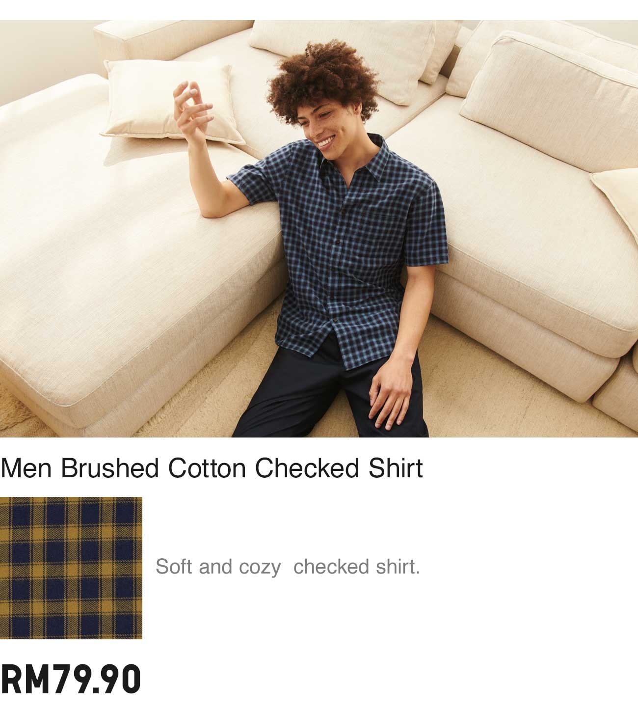 MEN BRISHED COTTON CHECKED SHIRT