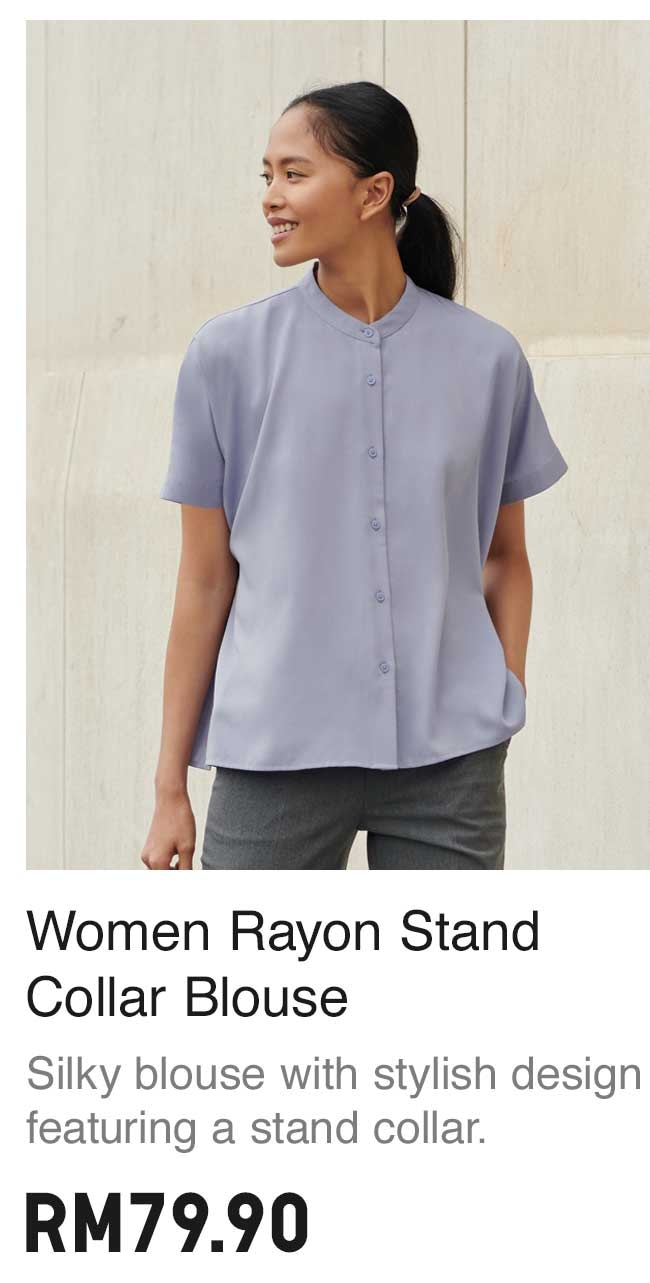 WOMEN RAYON STAND COLLAR BLOUSE