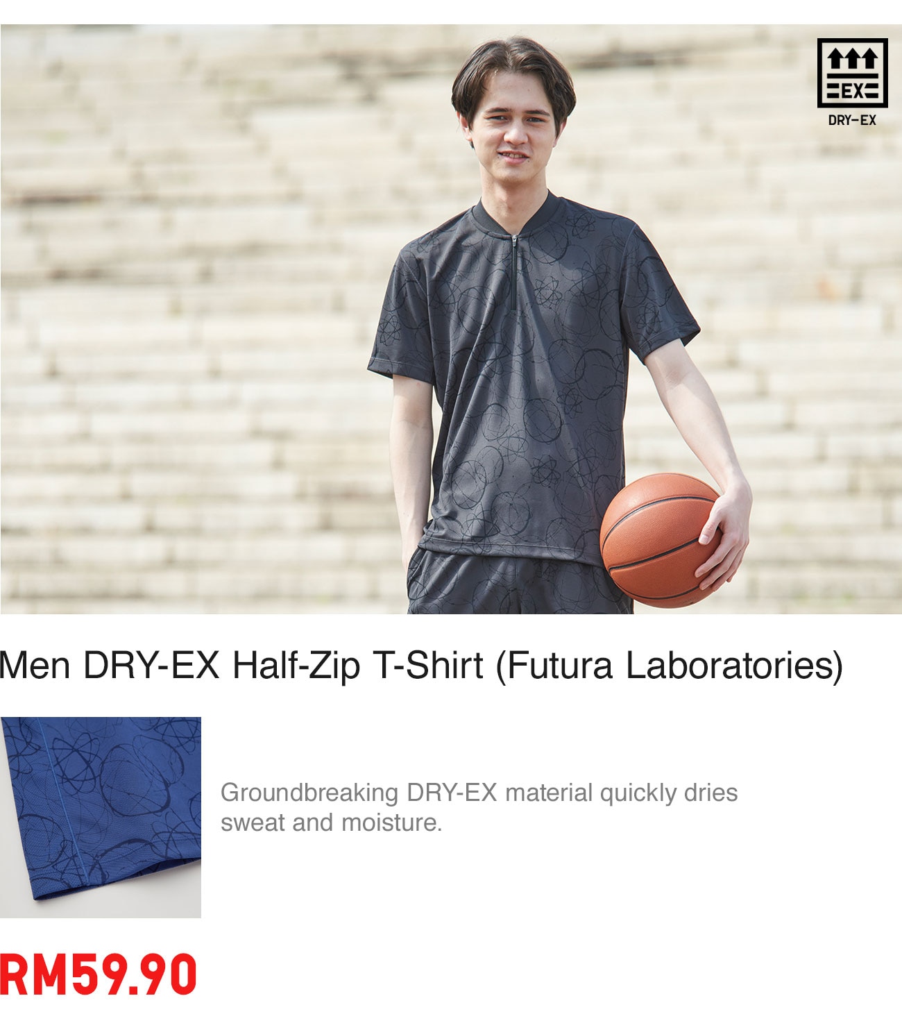 MEN DRY-EX HALF-ZIP T-SHIRT