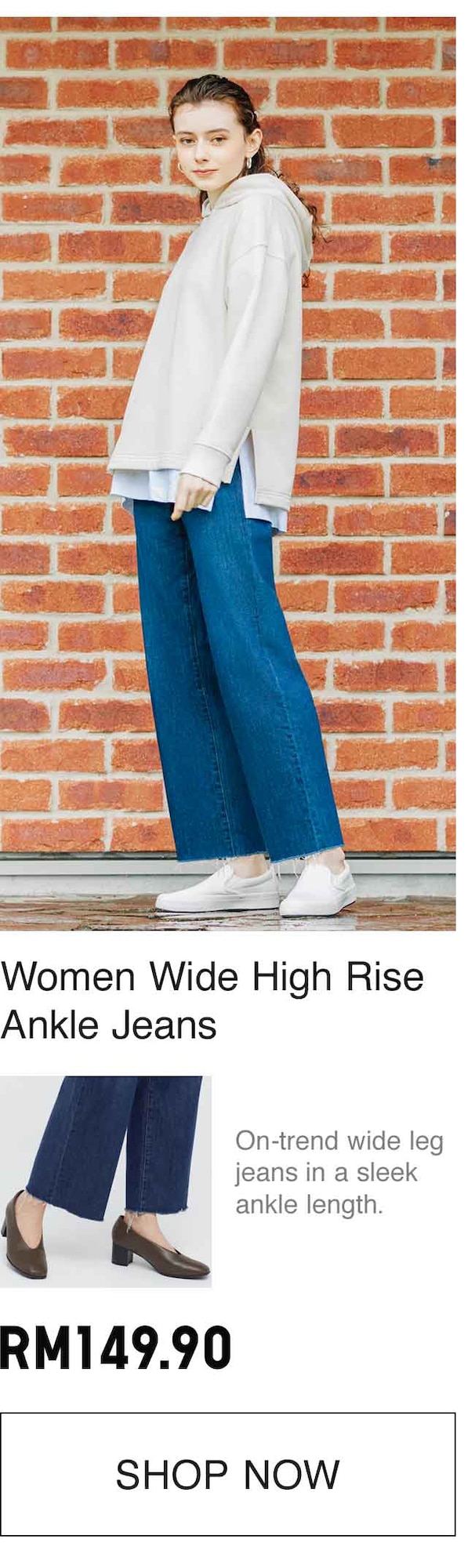 WOMEN Wide High Rise Ankle Jeans