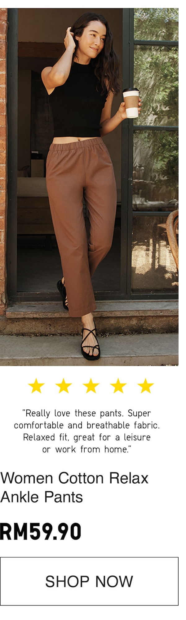 WOMEN COTTON RELAX ANKLE PANTS