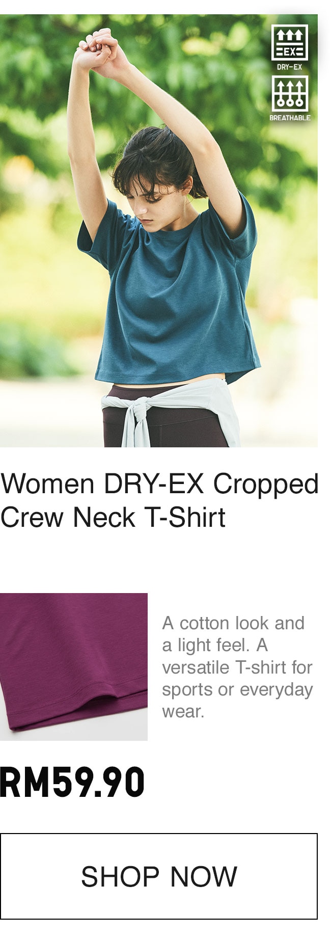 WOMEN DRY EX CROPPED TEE