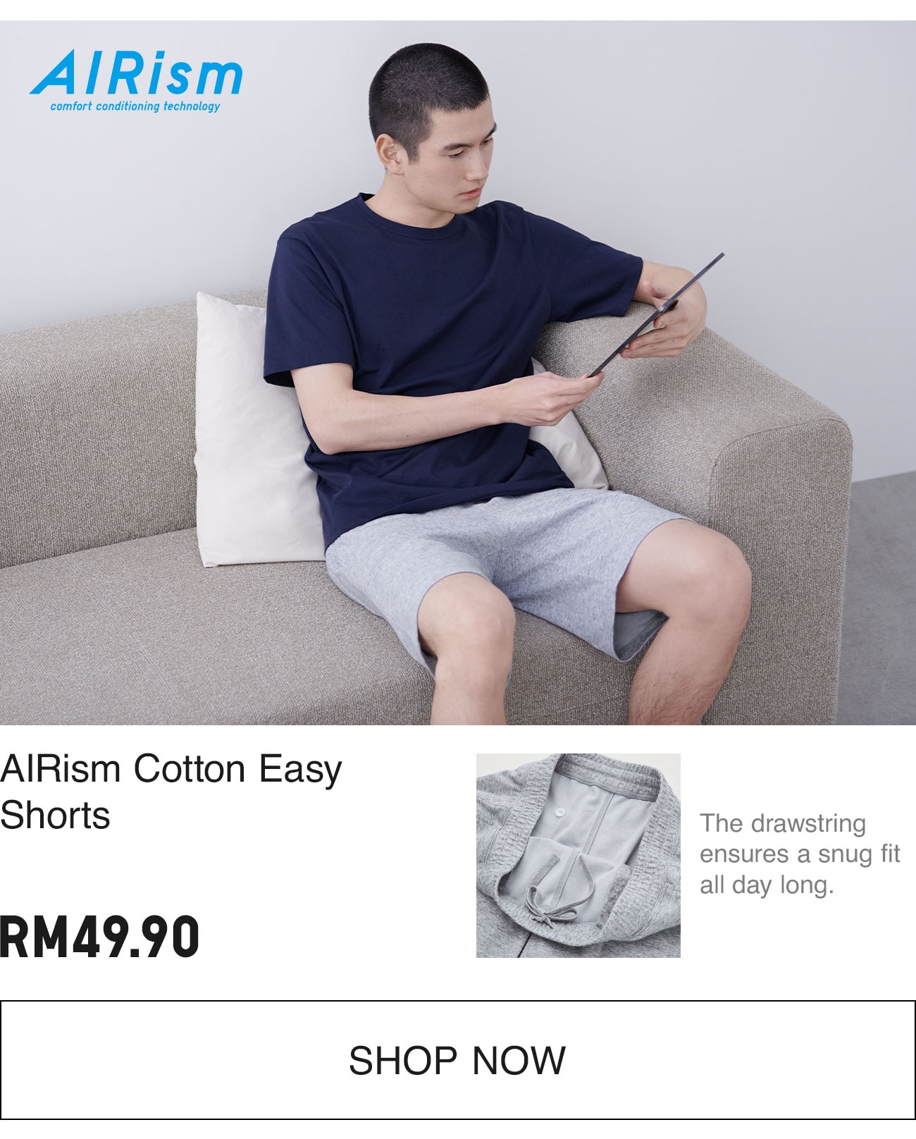 MEN AIRISM COTTON EASY SHORTS