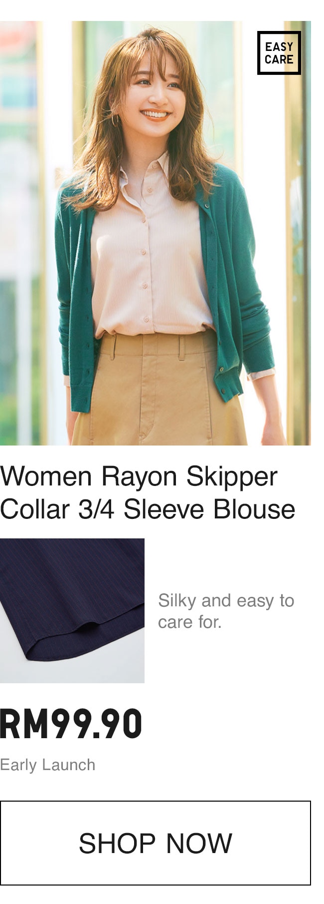 WOMEN RAYON SKIPPER COLLAR BLOUSE