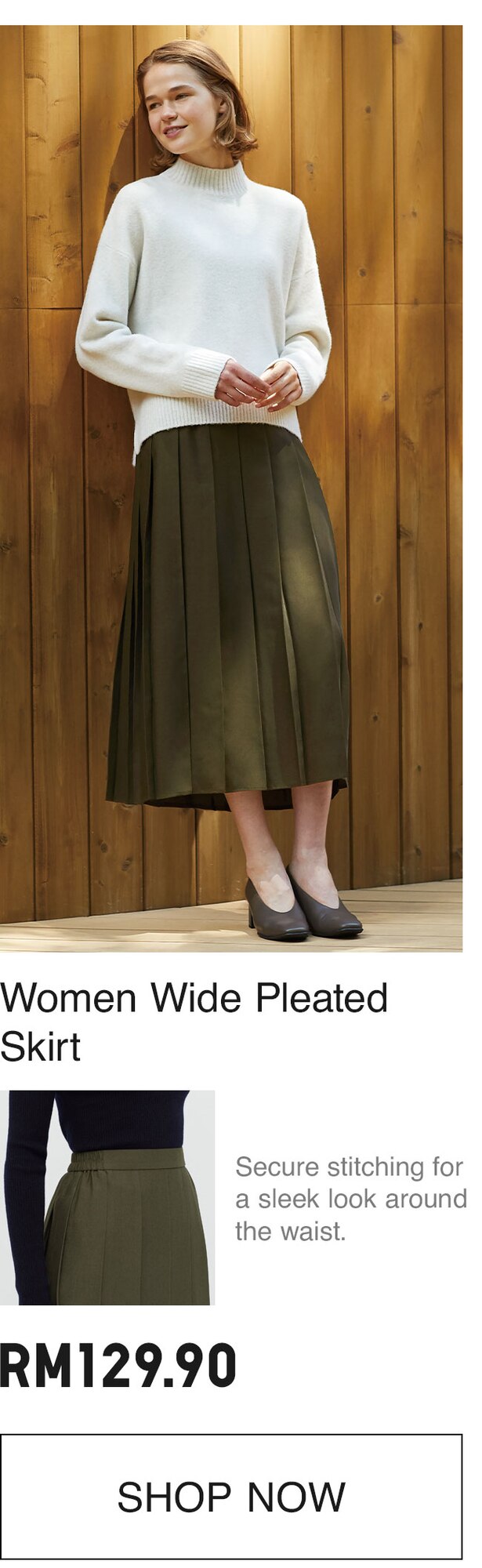 WOMEN WIDE PLEATED SKIRT