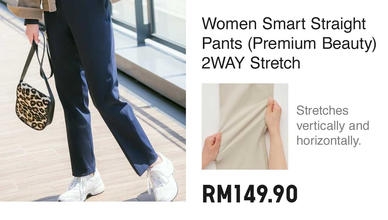 Women Smart Straight Pants (Premium Beauty)2WAY Stretch