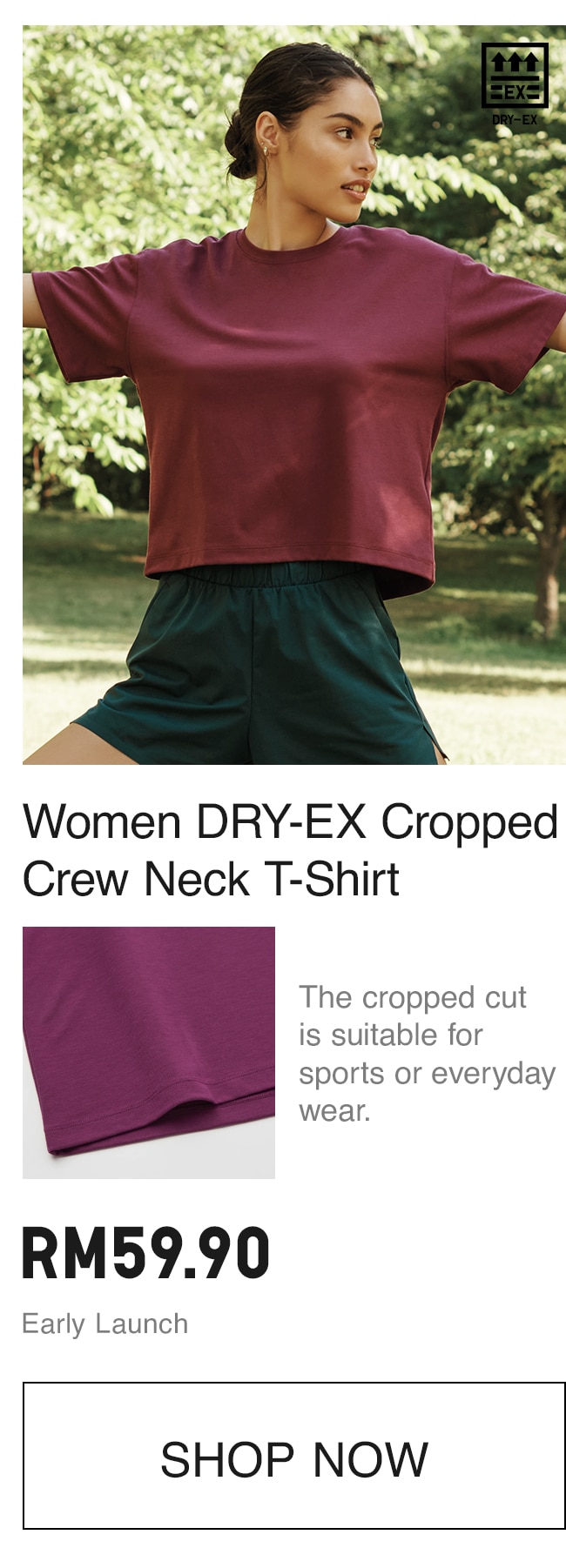 WOMEN DRY EX CROPPED TSHIRT