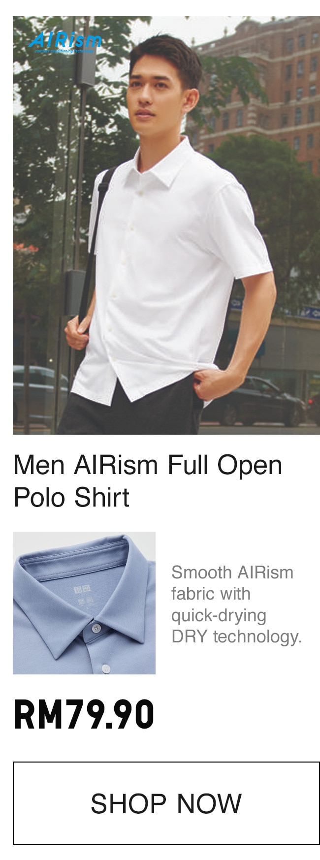 MEN AIRISM FULL OPEN POLO SHIRT