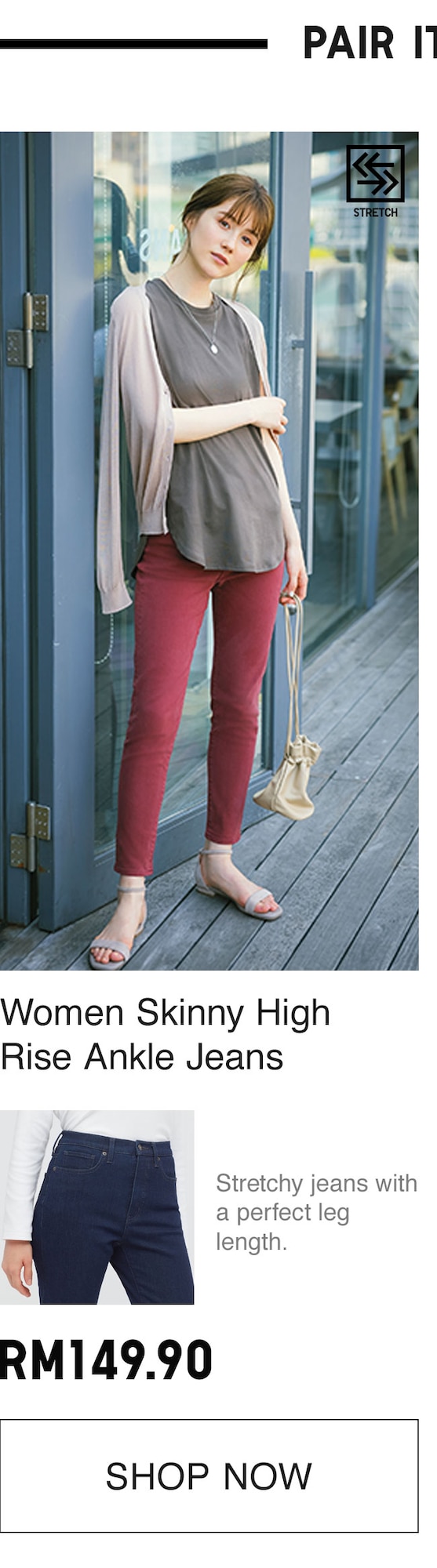 WOMEN SKINNY HIGH RISE ANKLE JEANS