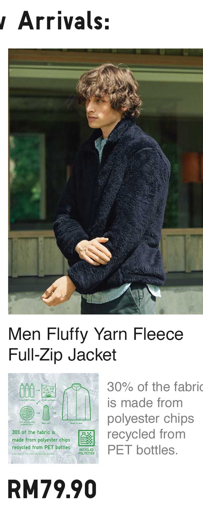 MEN FLUFFY YARN FLEECE FULL-ZIP JACKET