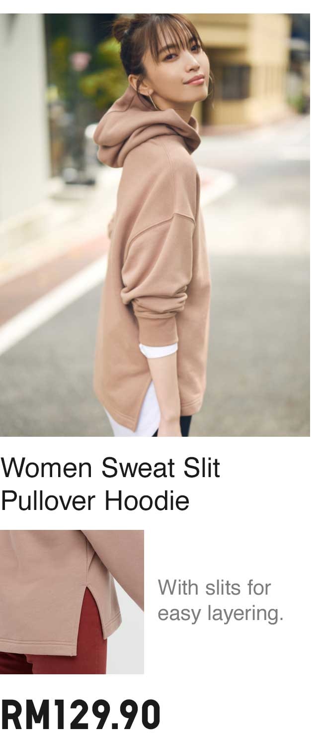 Women Sweat Slit  Pullover Hoodie