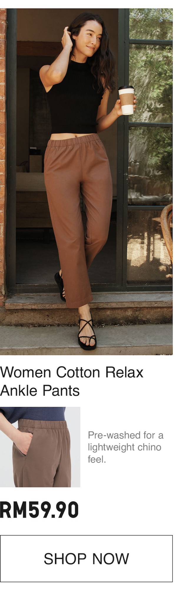 WOMEN COTTON RELAX ANKLE PANTS