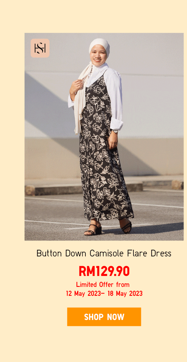 Button Down Camisole Flare Dress