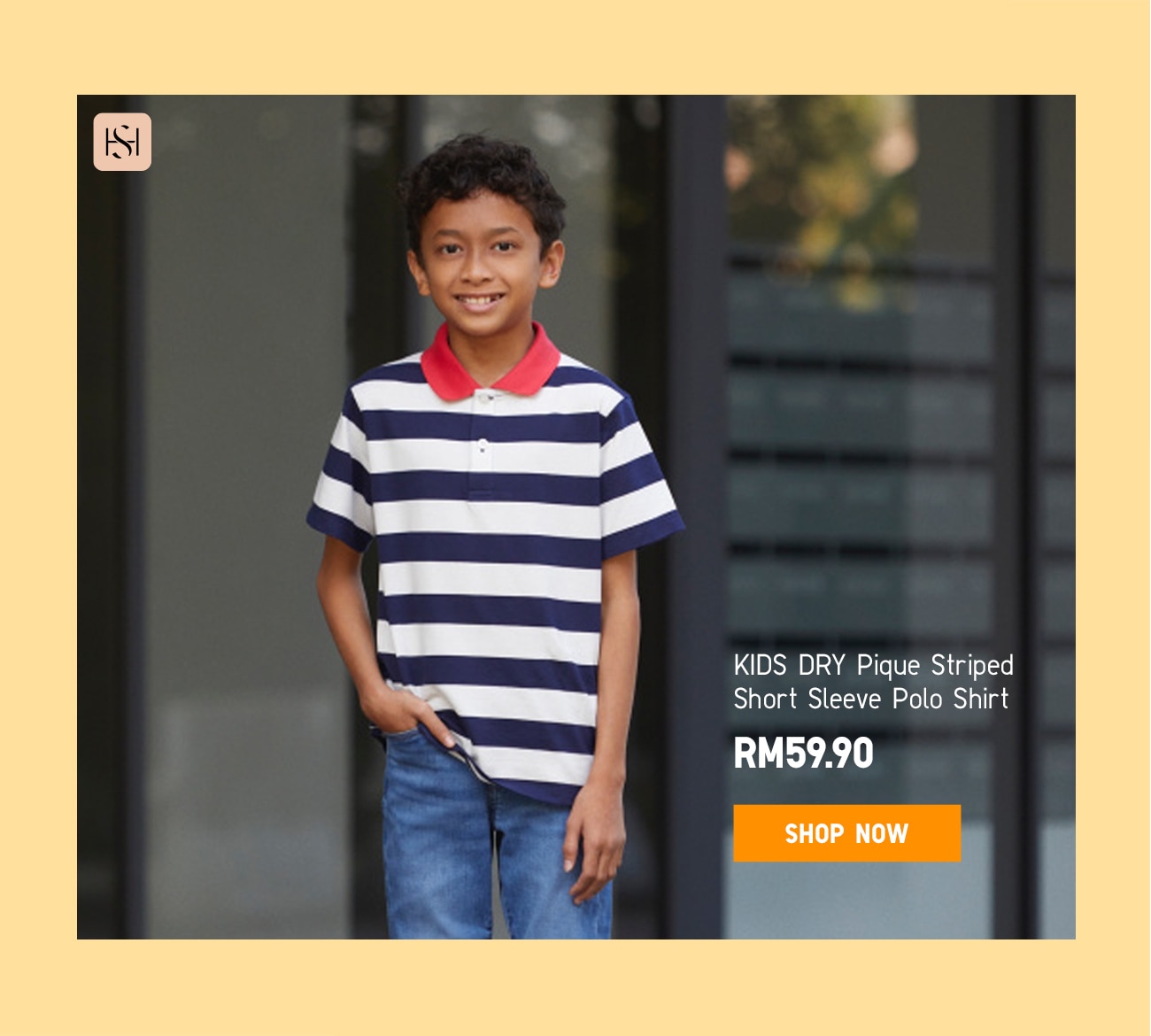 KIDS DRY Pique Striped Short Sleeve Polo Shirt