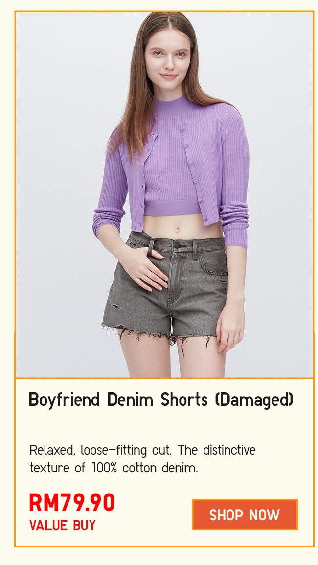 Boyfriend Denim Shorts Damaged