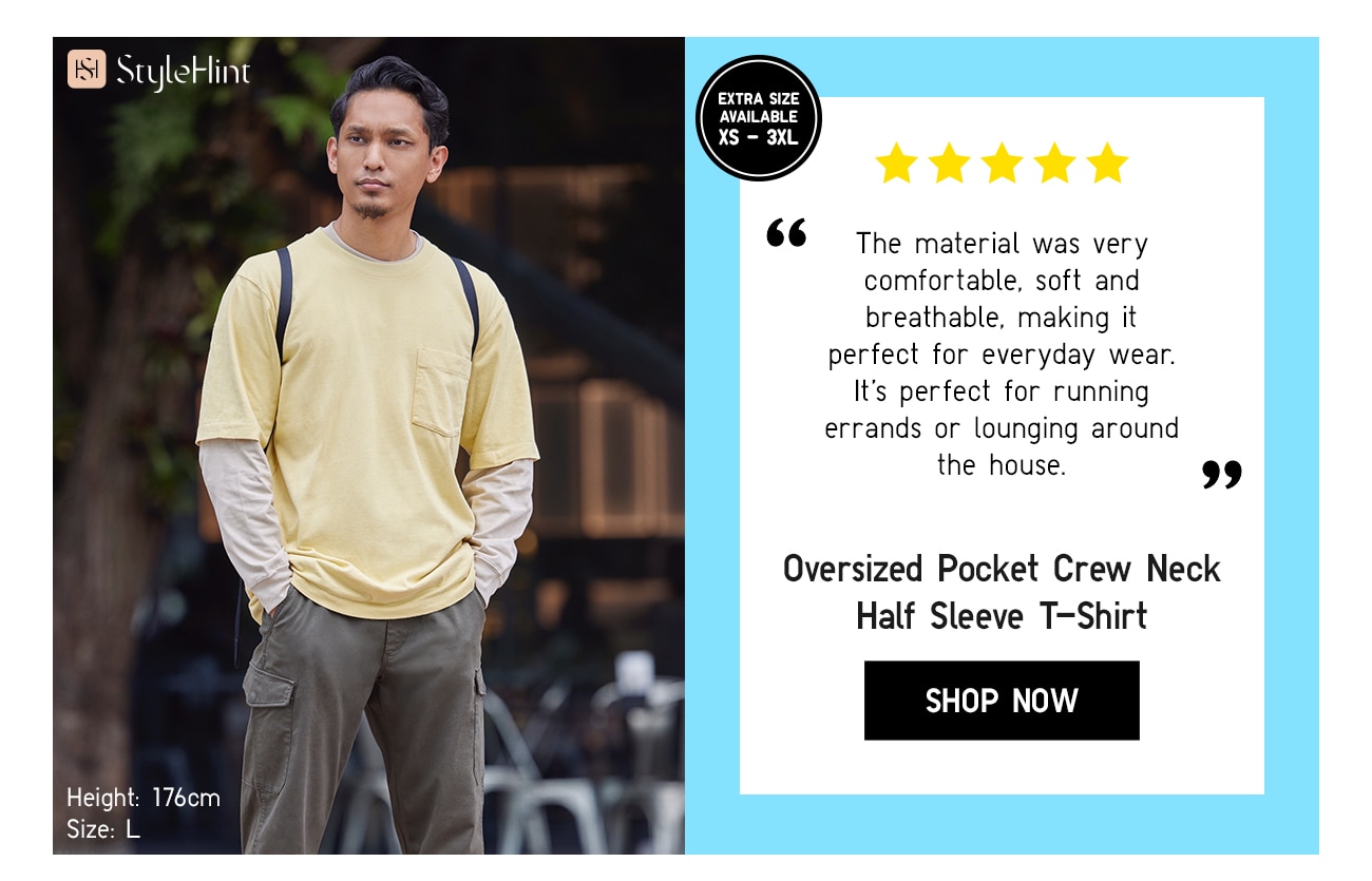 Oversized Pocket Crew Neck Half Sleeve T-Shirt