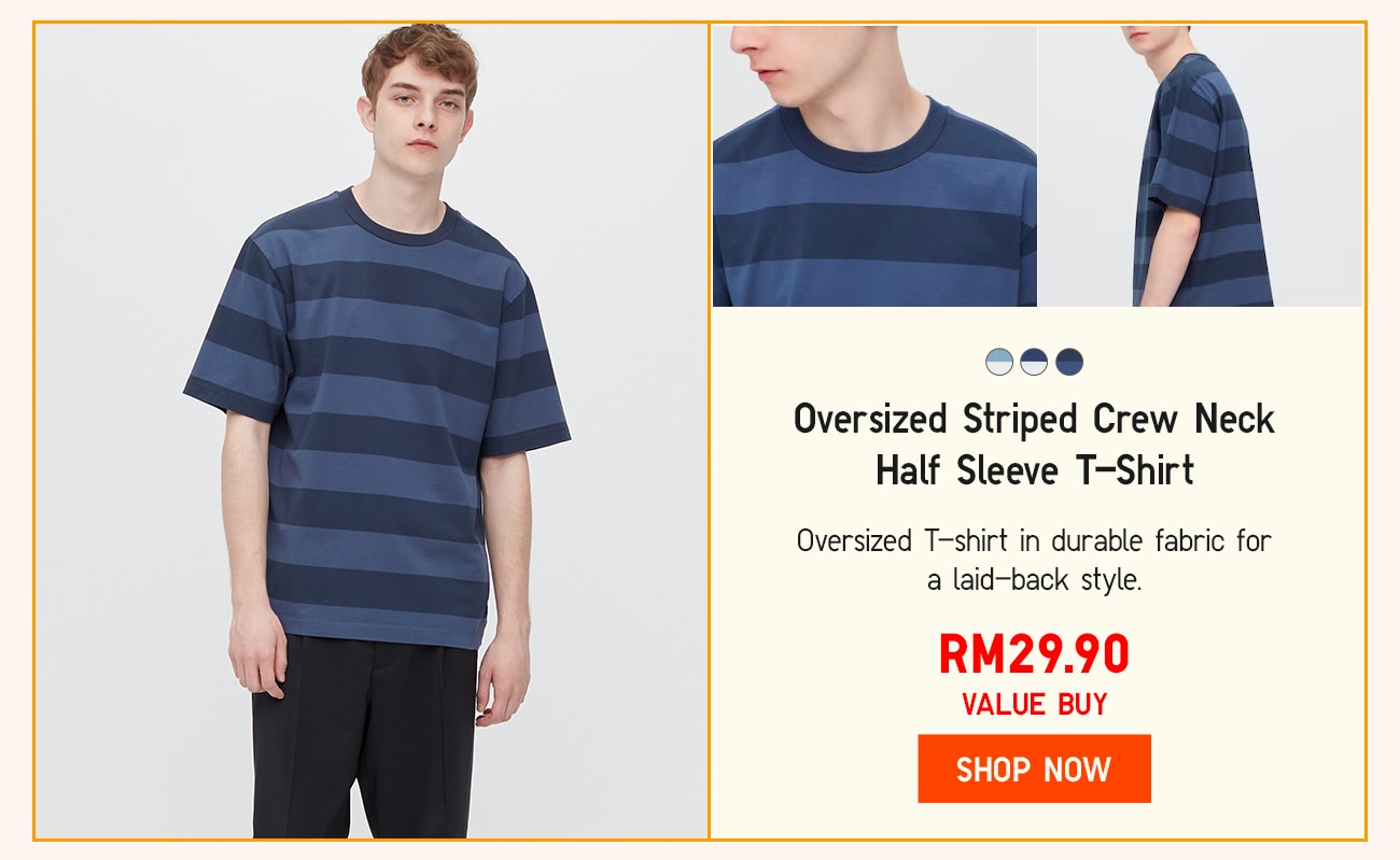 Oversized Striped Crew Neck Half Sleeve T-Shirt