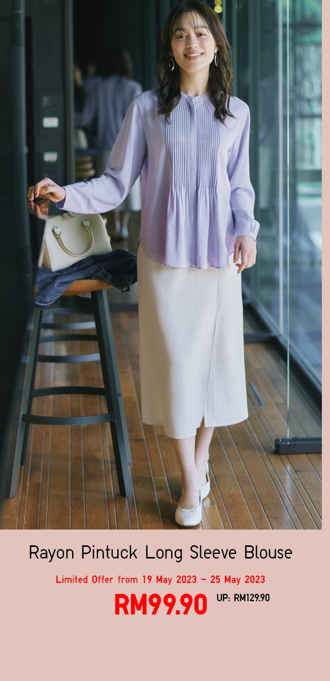 Rayon Pintuck Long Sleeve Blouse