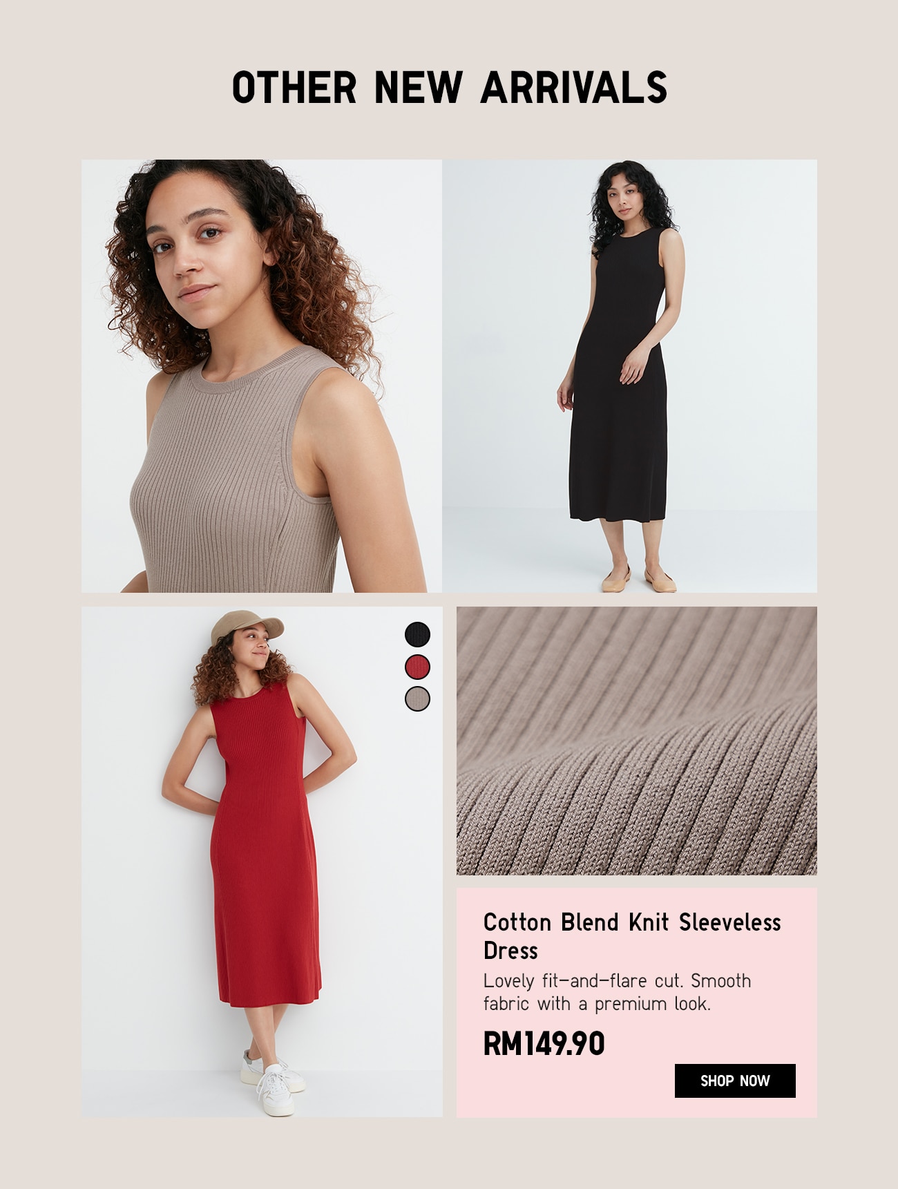 Cotton Blend Knit Sleeveless Dress