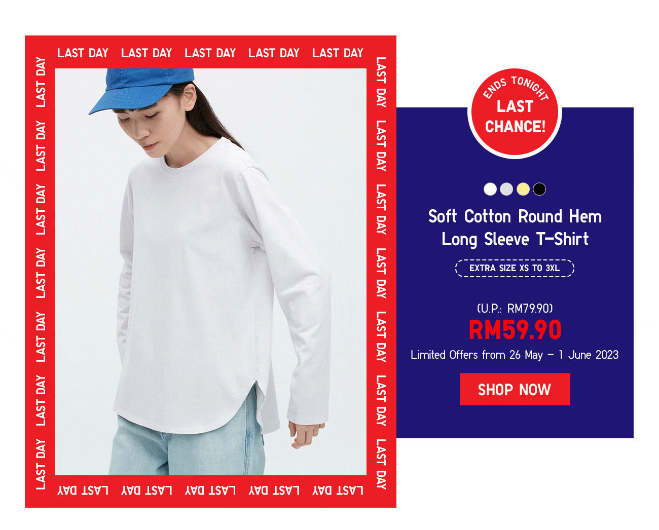 Soft Cotton Round Hem Long Sleeve T-Shirt