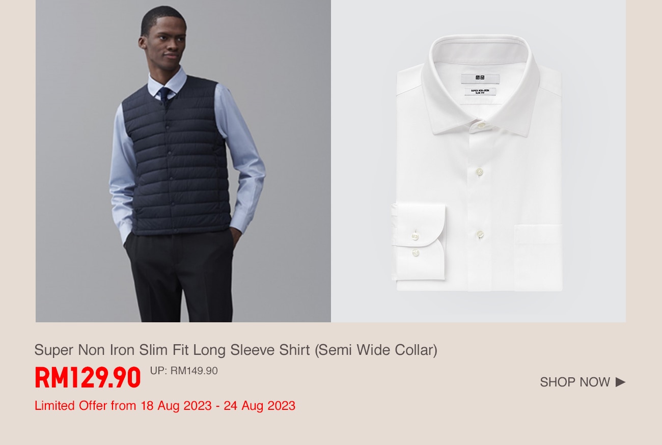 Super Non Iron Slim Fit Long Sleeve Shirt (Semi Wide Collar)