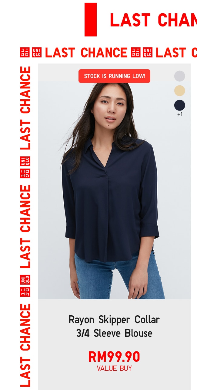 Rayon Skipper Collar 3/4 Sleeve Blouse