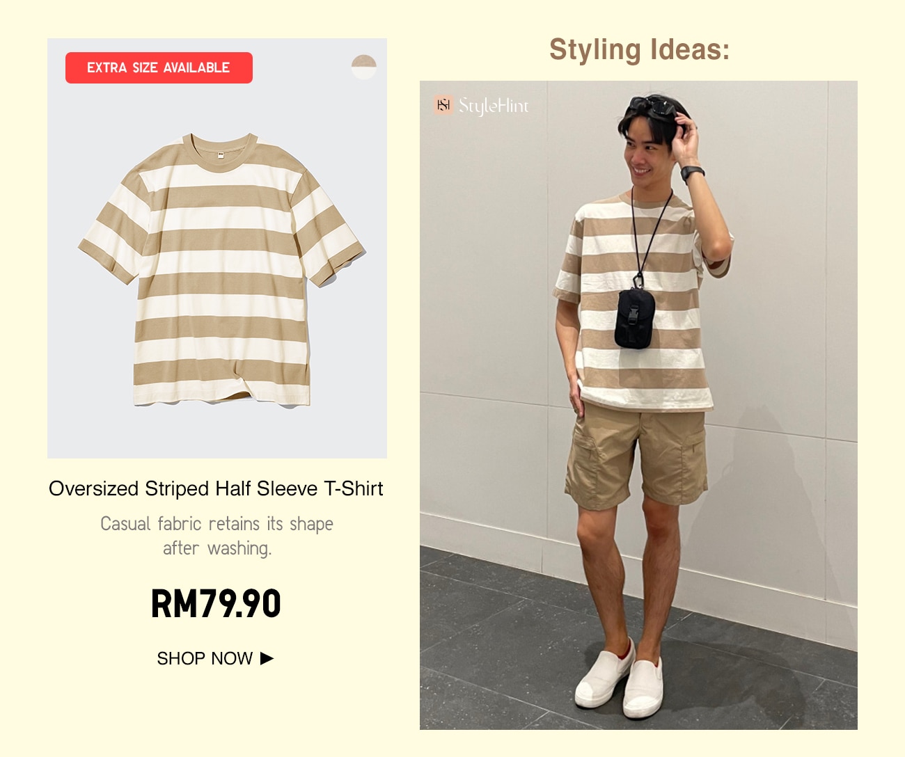 Oversized Striped Half Sleeve T-Shirt