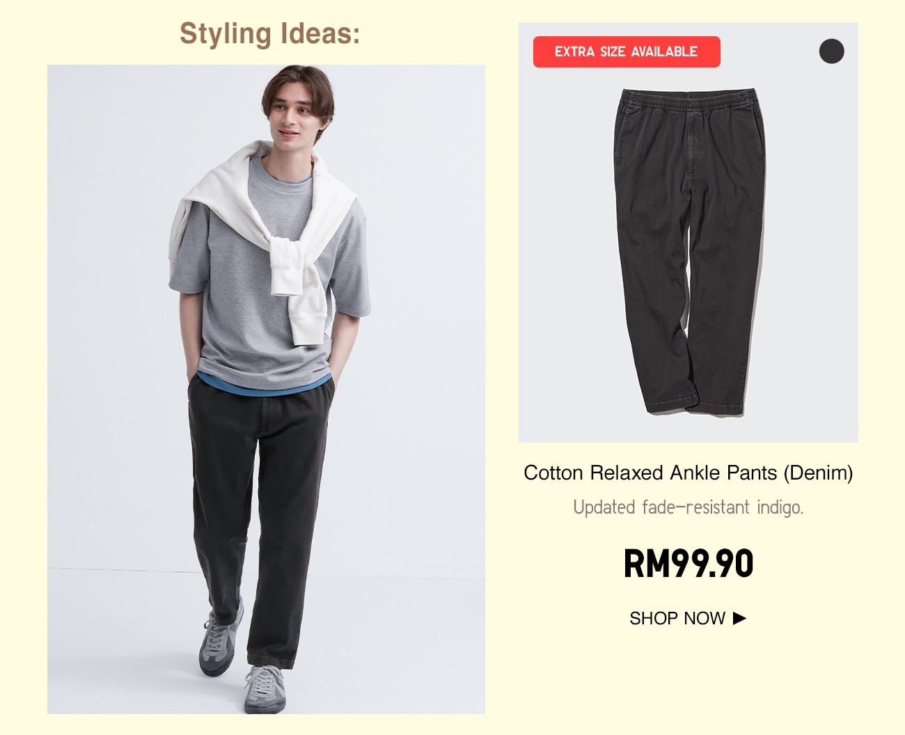 Cotton Relaxed Ankle Pants (Denim)