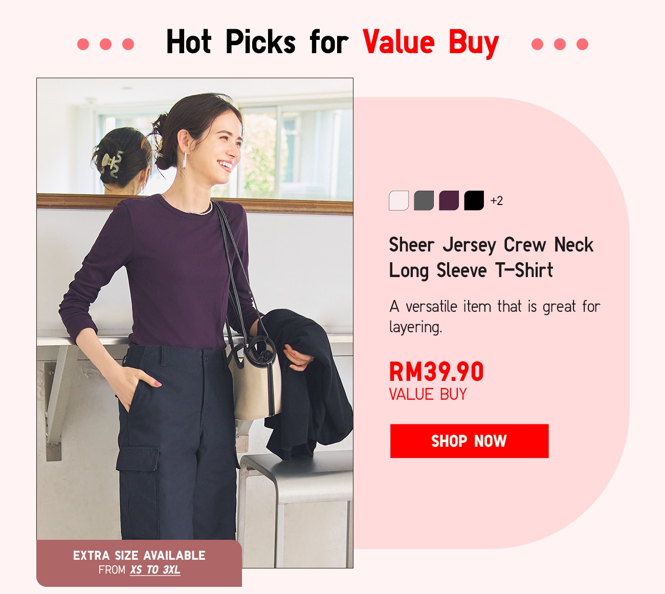 Sheer Jersey Crew Neck Long Sleeve T-Shirt