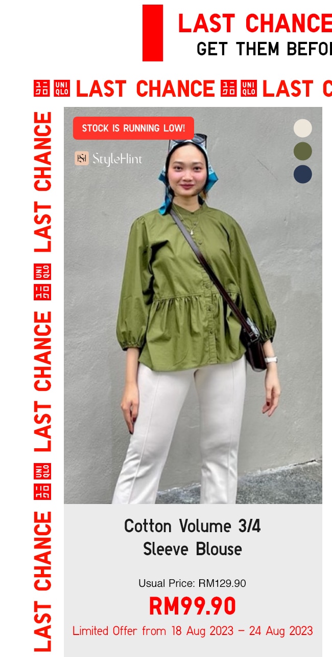 Cotton Volume 3/4 Sleeve Blouse