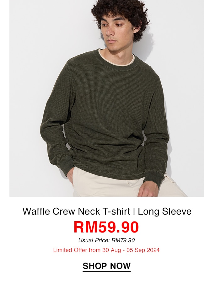 Waffle Crew Neck T-shirt | Long Sleeve