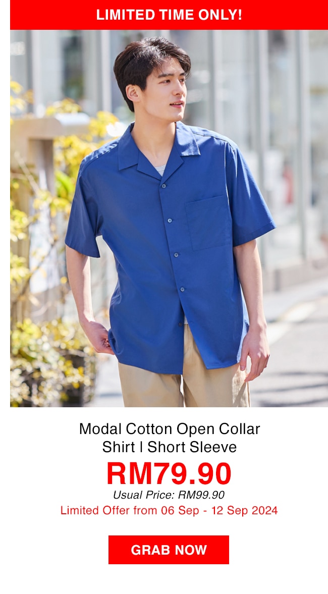 Modal Cotton Open Collar Shirt | Short Sleeve