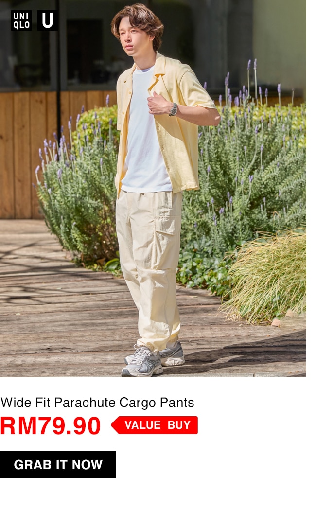 Wide Fit Parachute Cargo Pants