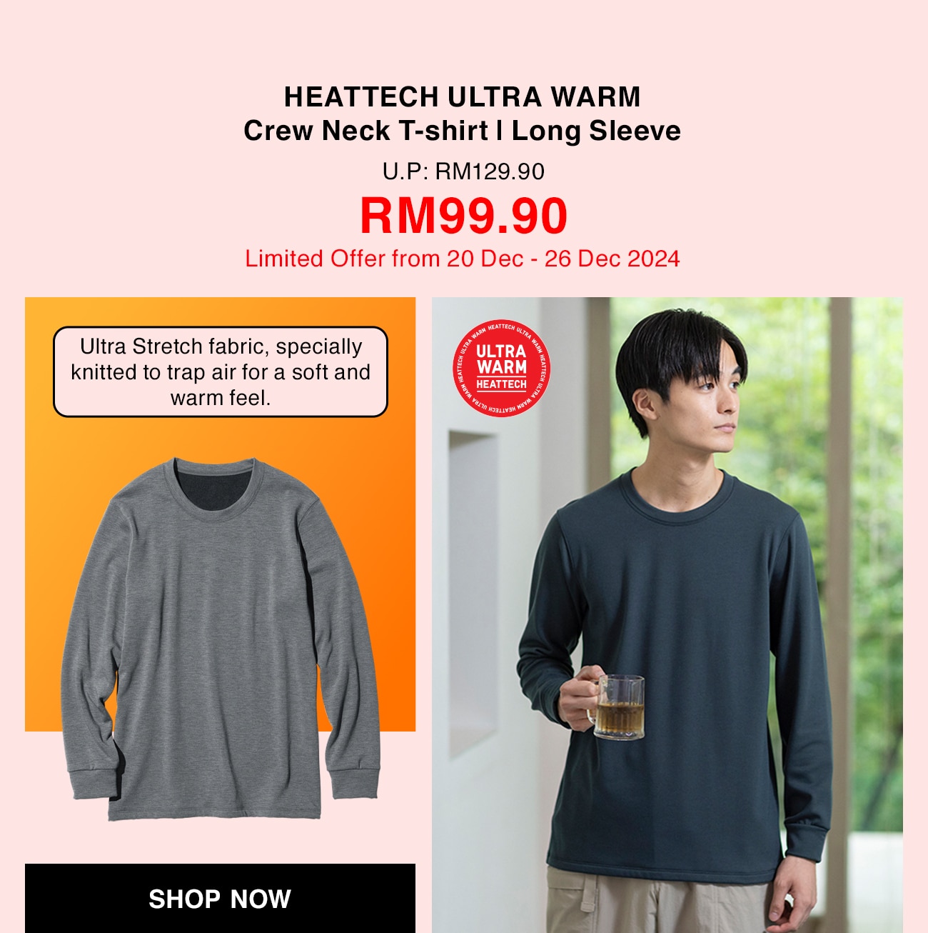 HEATTECH ULTRA WARM Crew Neck T-shirt | Long Sleeve