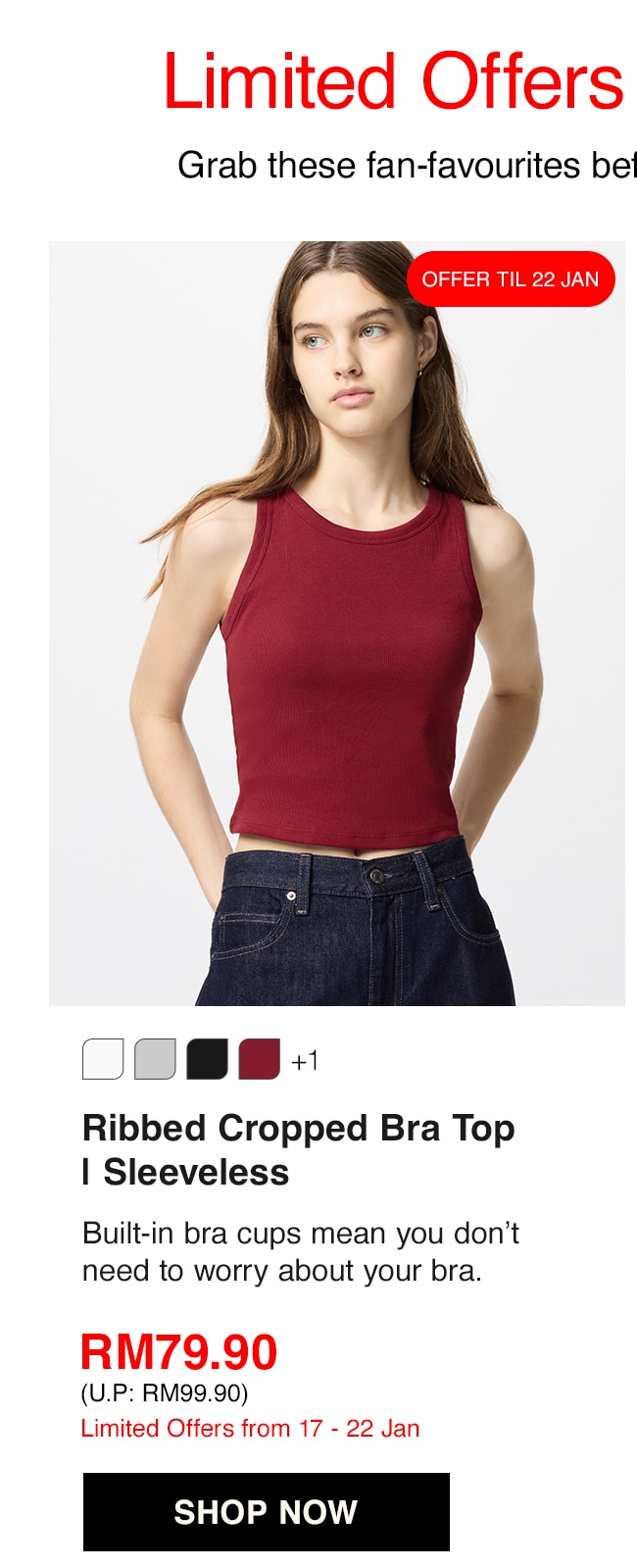 Ribbed Cropped Bra Top