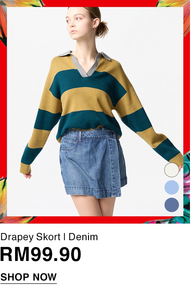 Drapey Skort | Denim