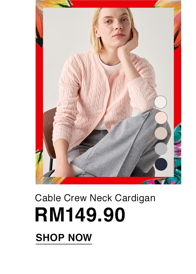 Cable Crew Neck Cardigan