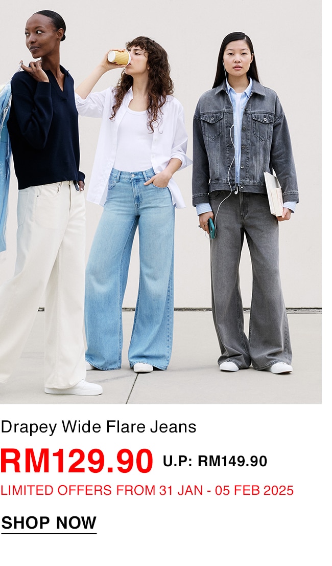 Drapey Wide Flare Jeans