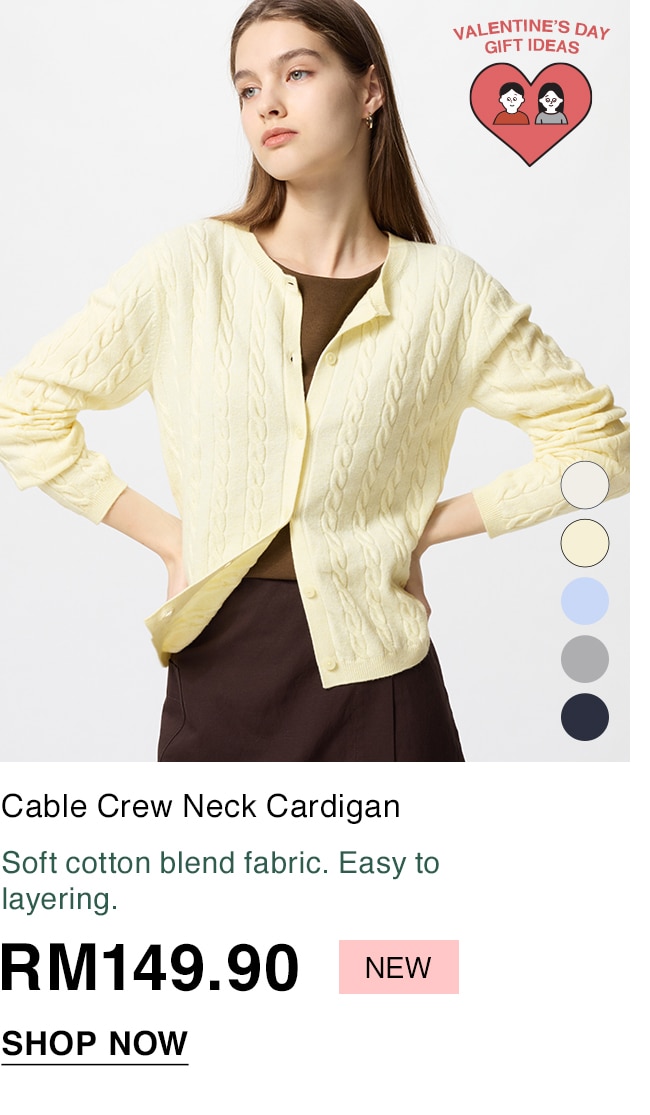 Cable Crew Neck Cardigan