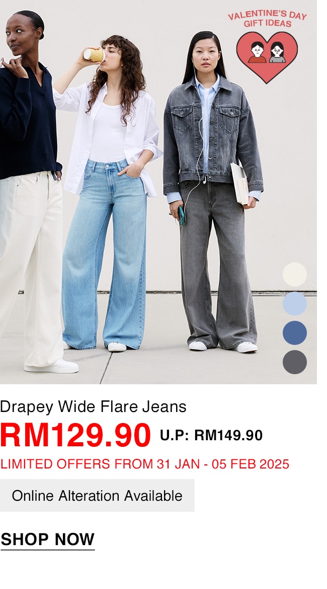 Drapey Wide Flare Jeans