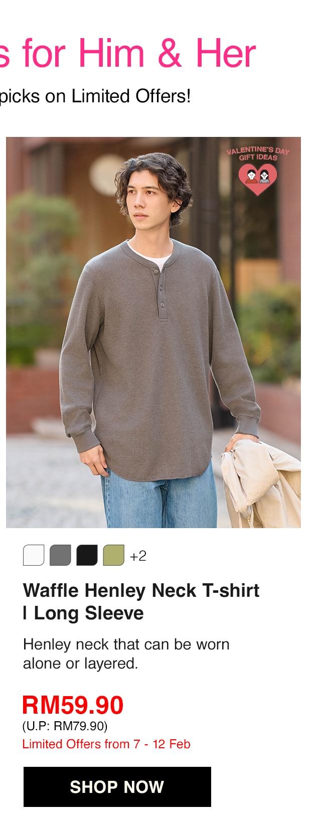 Waffle Henley Neck T-shirt