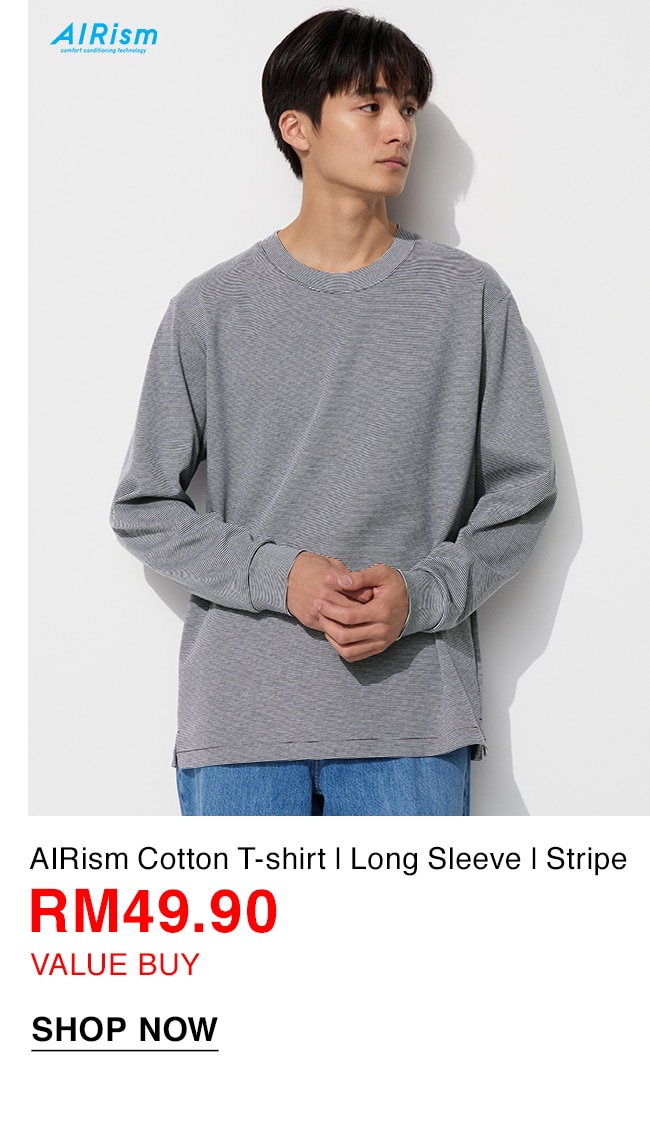 AIRism Cotton T-shirt | Long Sleeve | Stripe