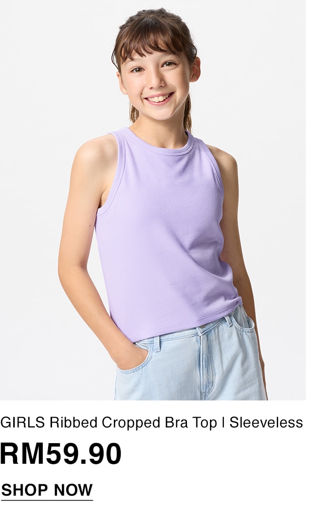 GIRLS Ribbed Cropped Bra Top | Sleeveless