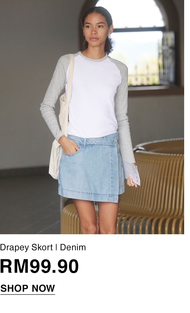 Drapey Skort | Denim