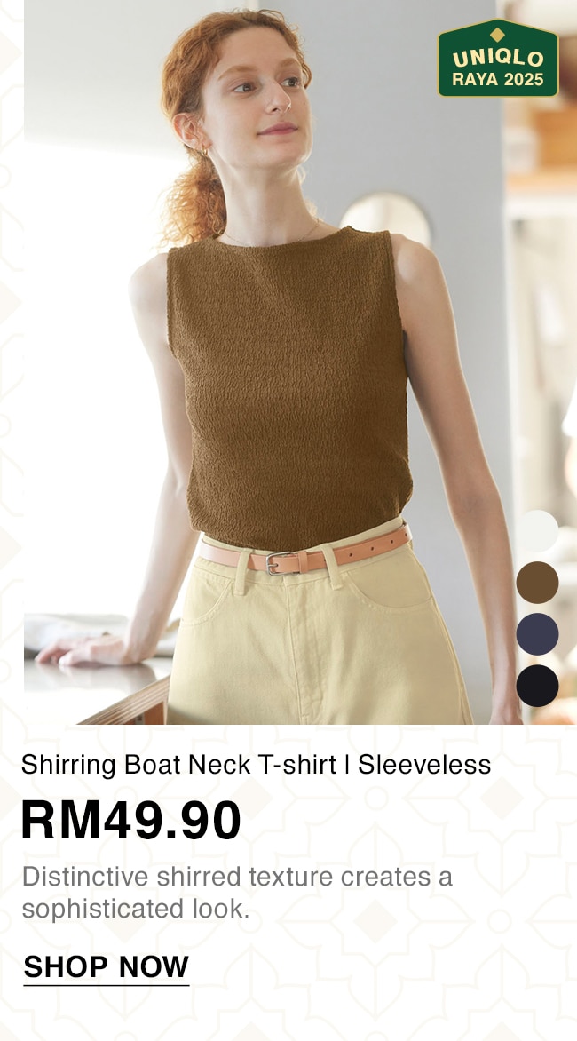 Shirring Boat Neck T-shirt | Sleeveless